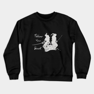 Follow Your Heart Samurai Warrior White on Black Crewneck Sweatshirt